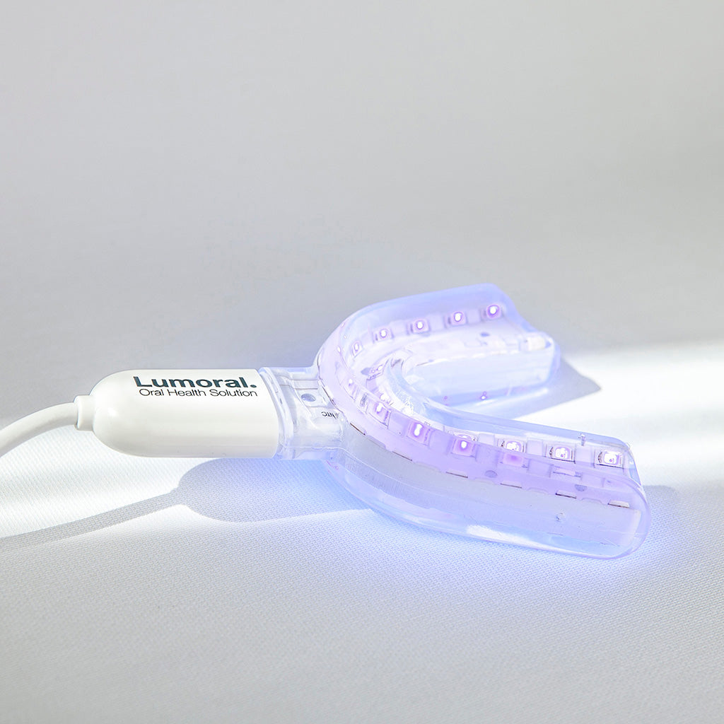 Lumoral® mundskinne set forfra med lysdioderne synlige